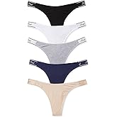 Victoria's Secret PINK Women's Cotton Logo Thong Underwear, Panties for Women, Spring Basic, (XL)