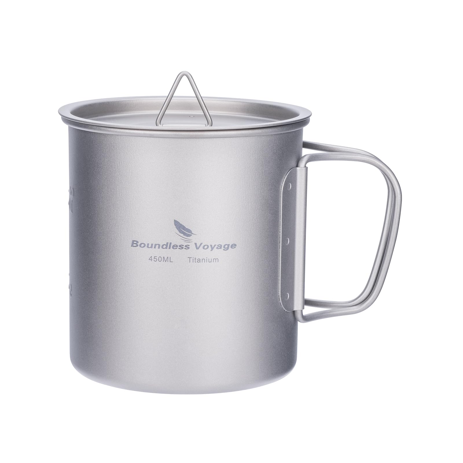 Boundless Voyage Titanium Cup with Lid Outdoor Camping Ultralight Water Tea Coffee Mug 200ML/300ML/450ML (450ml (15.2fl oz))