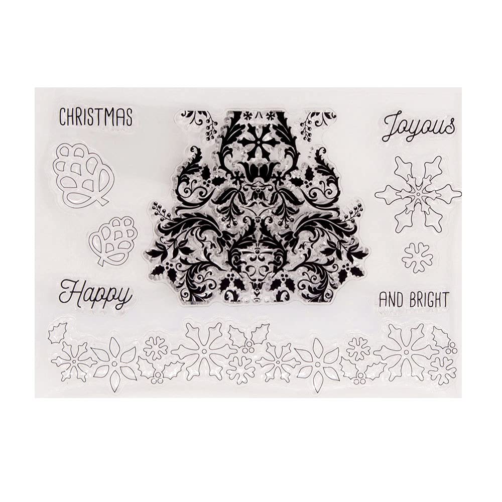 arriettycraft Snowflakes Christmas Berry Branch Clear Stamps for Card Making Decoration and DIY Scrapbooking