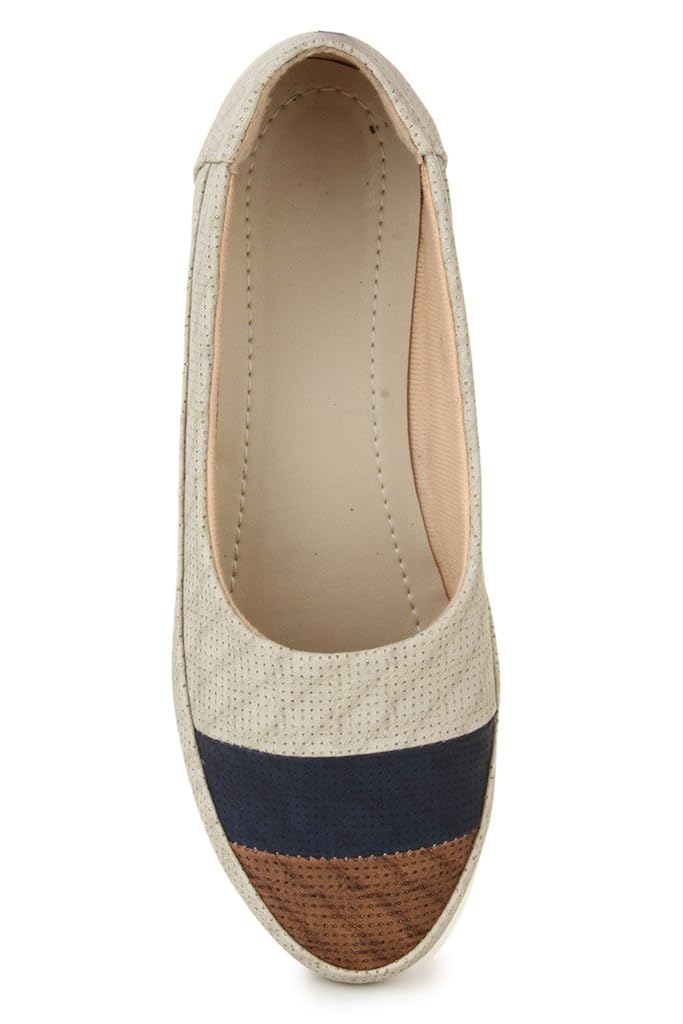 shezone synthetic leather beige women flats bellies