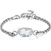 LUANIOL Opal Bracelet 925 Sterling Silver Filigree Opal Bracelet Jewelry for Women Mom