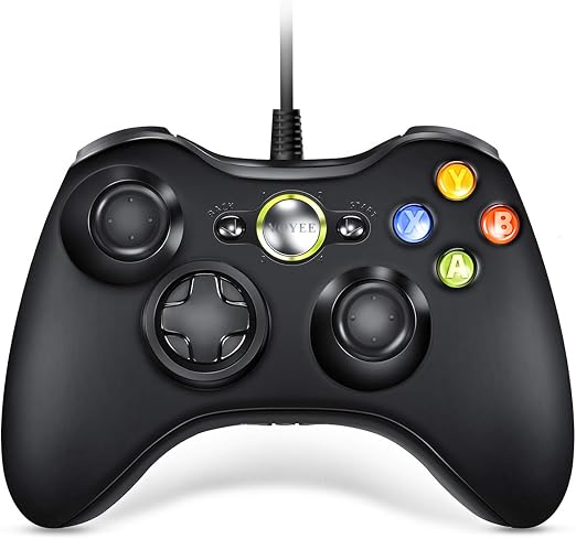 VOYEE Kabel-Controller Für Xbox 360 & PC – Schwarzer Gamepad Mit 2,1 M Kabel, Rumble-Funktion & Headset-Anschluss