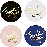 500 2 inch Thank You Stickers – Round Labels with Gold Foil Heart (Black, White, Pink, Navy)– Large Stickers for Small Business Packaging, Envelopes, Gift Bags & Orders – Self-Adhesive Seals