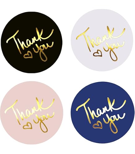 Pink Stickers 500-Pack Thank You Stickers (1.5\" Round) - Waterproof, Small Business Packaging, Cute Designs For Orders & Gifts Thank You Stickers Small Business