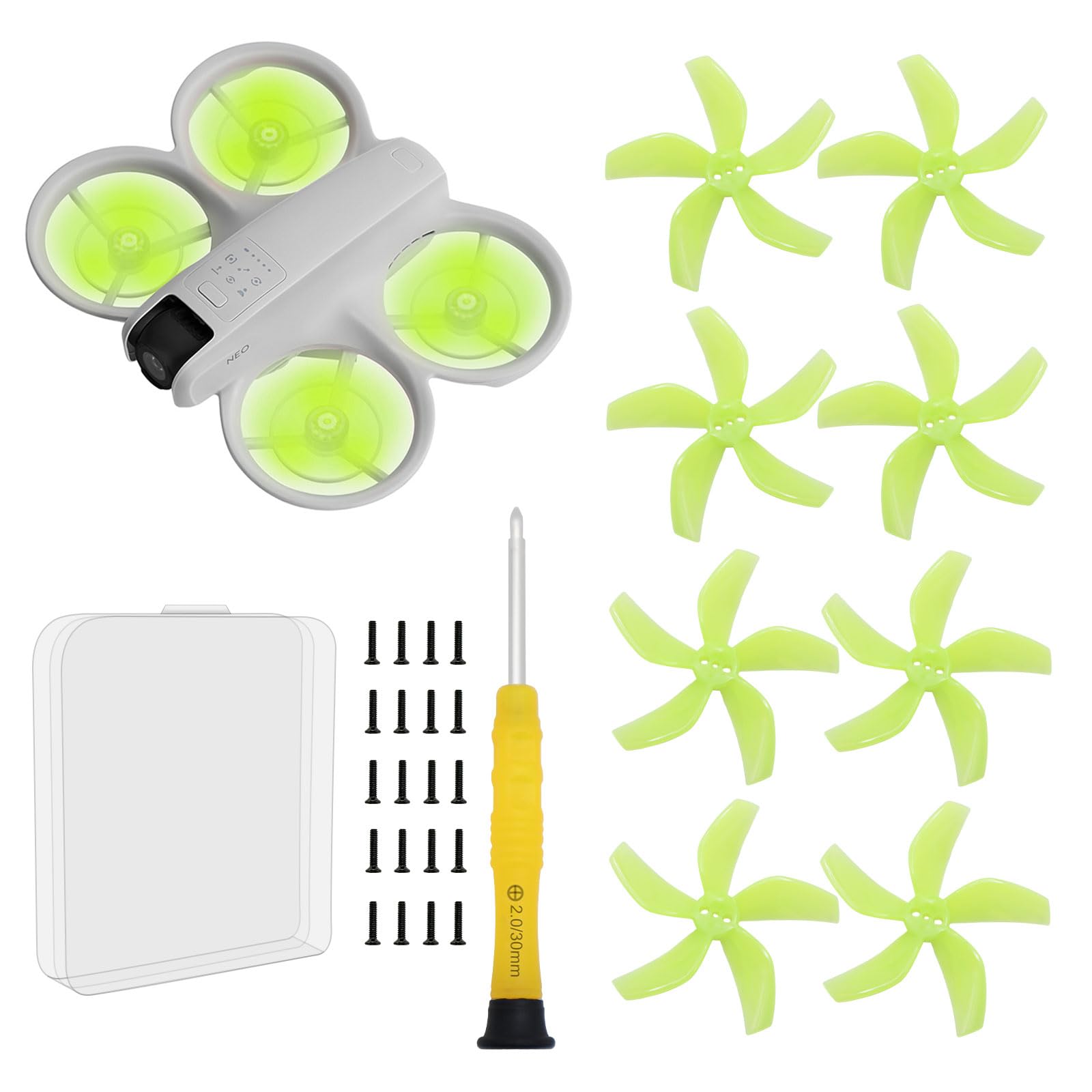 Photo 1 of (Improved Version, Including Screws)-Drone Colorful Paddle Propeller for DJI NEO Silent Power Noise Reduction Replacement Traverser Wings Drone Accessories (Crystal Green)