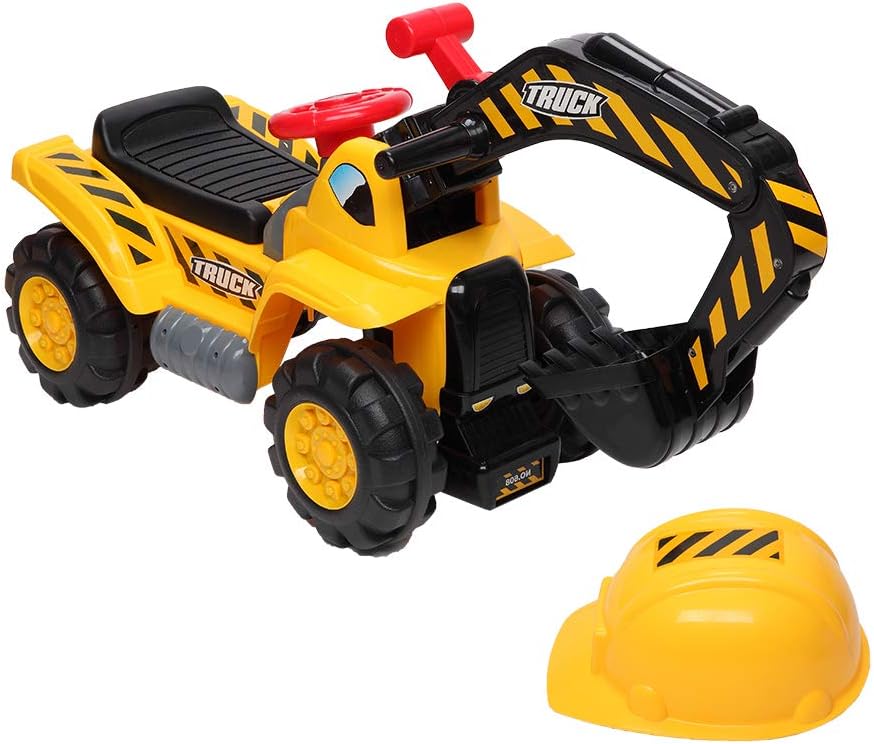 Kuntai RideOn Excavator Toy for Kids Yellow Excavator Tractor Digger Scooter Tractor Toys