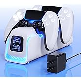 PS5 Controller Charger,PS5 Charging Dock for Dualsense Edge with 6 LED & RGB Breathing Mode,Overcharge Protection Controller Charging PlayStation 4 Accessories Cooling System 5V/2A Adapter Cable