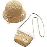 WeeH Girls Summer Hat Bag Set Wide Brim Hat Sun Beach Hats with Shoulder Bag