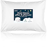 Toddler Pillow with Pillowcase - 13x18 Soft Organic Cotton Toddler Pillow for Sleeping - Washable Nap Pillow - Travel Pillow for Kids - Toddler Sleeping Pillow Toddler Bedding (White)