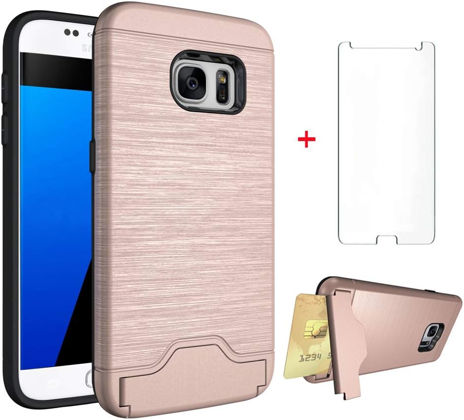 Samsung Galaxy S7 Wallet Phone Case with Tempered Glass Screen