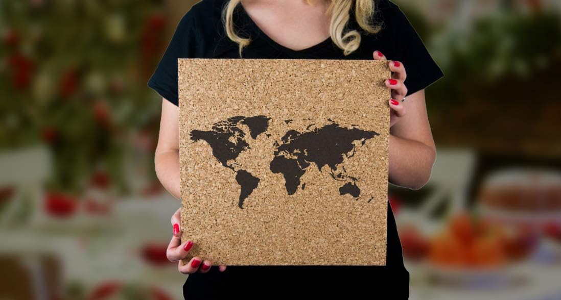World - 12x12 CORK Push Pin Map - Travel Gift for Men or Women