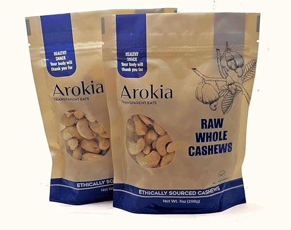 AROKIA RAW WHOLE CASHEW NUTS (7OZ) LARGE WHITE UNSALTED UNROASTED CASHEW NUTS – VEGAN UNROASTED HIGH PROTEIN SNACKS PERFECT FOR HIKING AND ROAD TRIPS, SNACKS FOR LUNCH AND SCHOOL