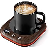 Mug Warmer Upgraded,Coffee Mug Warmer for Desk LEDs Light 3 Temp Settings (113-167&deg;F) 1-12H Timer 4 H Auto Shut Off Beverage Cup Candle Warmer for Coffee Tea Milk(Wood Grain)