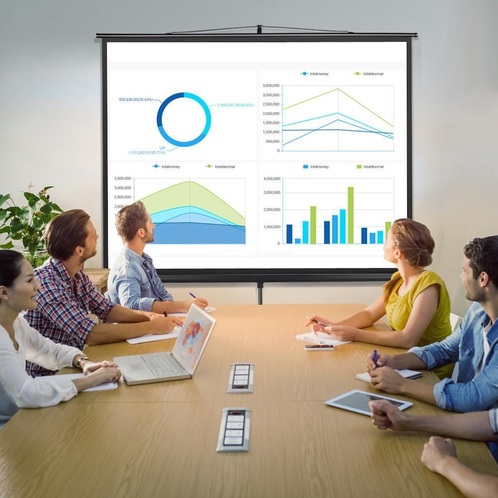 Yaheetech Portable Indoor Outdoor Projector Screen, 84 Inch Diagonal Projection HD 4:3 Projection Pull Up Foldable Stand Tripod，for Home Theater Cinema Party Office Presentation