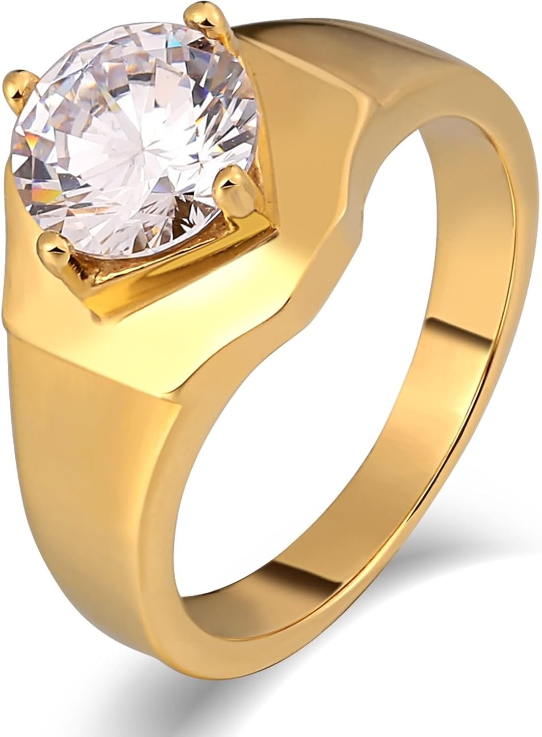 Epinki Anillos Bodas Regalo Anillos Boda Epinki - Acero Inoxidable Oro  Circonita | 6mm Ancho Alianzas Pareja Joyeria Acero Inoxidable Oro, image size:1103x1500