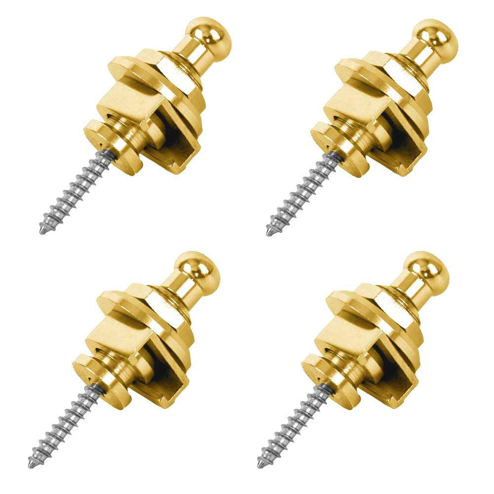 Gasea 4pcs Guitar Strap Locks and Buttons Quick Release Security Straplocks for Electric Acoustic Guitar Replacement - Golden