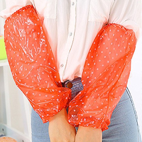 Yunhigh PVC Plastic Waterproof Oversleeves Polythene Protective Kitchen Arm Sleeve Elastic Cuff Arm Sleevelet Cooking Accessories by Dots - Thumbnail 5