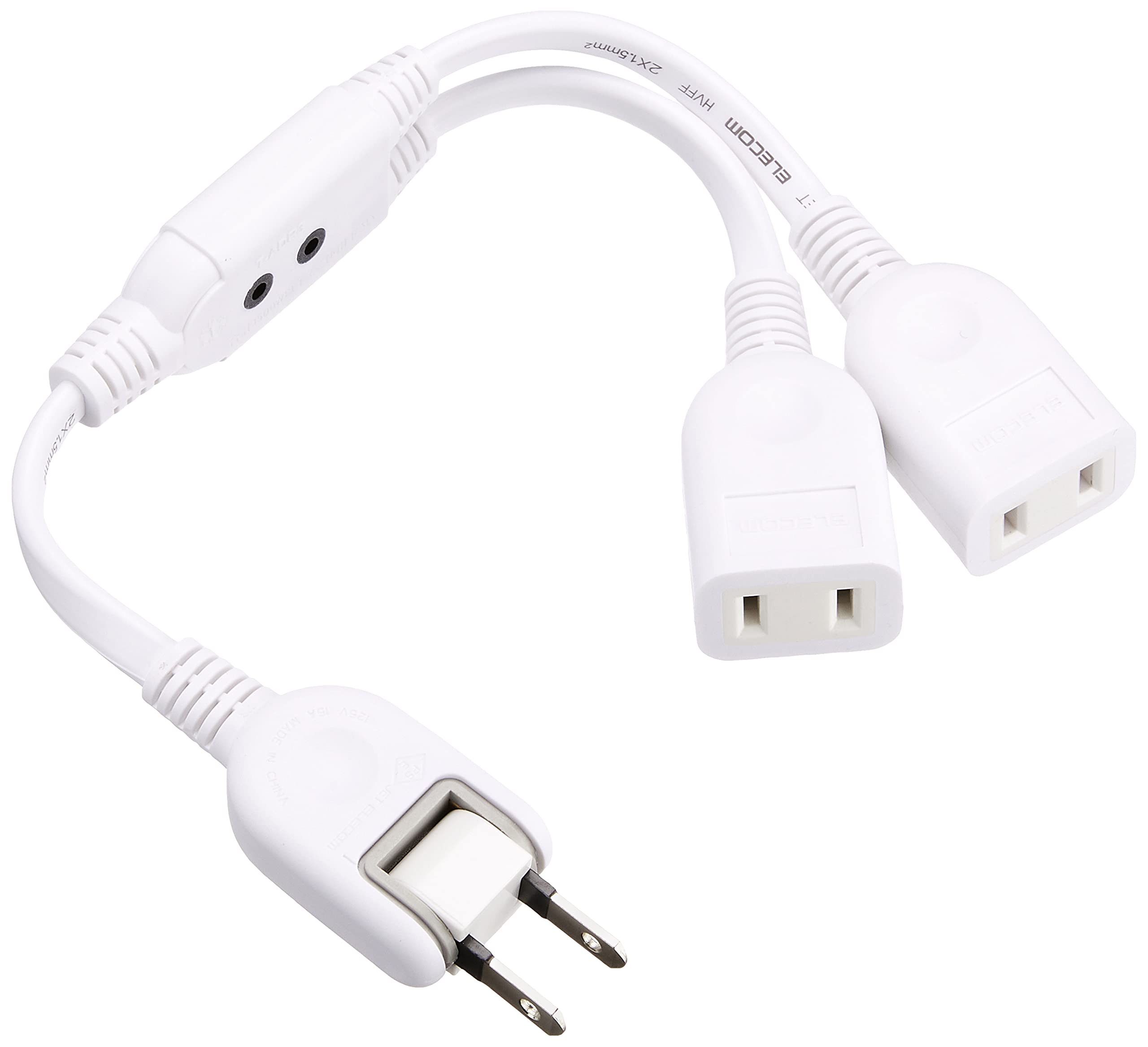 エレコム 電源タップ 0.2m ACアダプタ用電源延長コード 2個口 スイングプラグ ホワイト T-ADR3WH商品画像