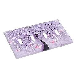 Spshian Light Switch Cover 3D Purple Tree 4 Gang