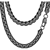 PROSTEEL Stylish Stainless Steel Flat Link Chain Necklace for Men, 2mm/4mm/6mm/8mm. Silver/Gold/Black Tone, Hypoallergenic Jewelry, 14"-30", Come with Box