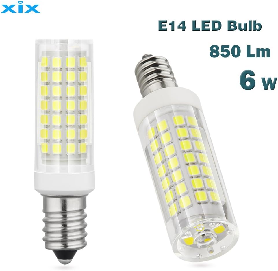 E14 LED Light Bulb 6W 870LM AC 120V White Light 6000K ( Pack of 2）
