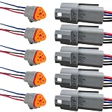 3 Pin Deutsch Car Waterproof Electrical Connector with 17AWG Cable Wire, 3 Way Automotive Male and Female Plug Wiring Harness, 3 Wire DT Pigtail for Cars, Boats, Trucks