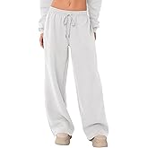 LOMON Women's Sweatpants Wide Leg Fleece Lined Sweat Pants Spring Winter Clothes 2026 Baggy Drawstring Joggers with Pockets