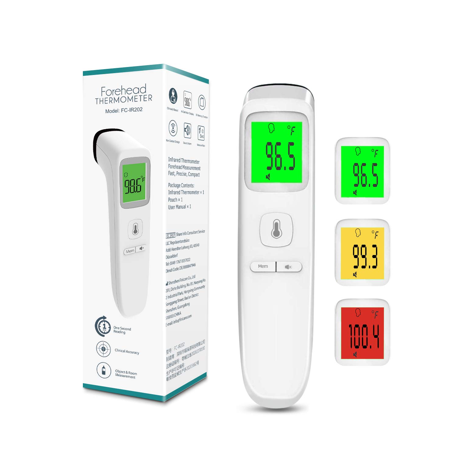 XDX Thermometer for Adults Forehead, No Touch Thermometer with Fever Alarm and Memory Ideal for Babies, Kids, Adults, Indoor Outdoor Medical Use: Industrial & Scientific