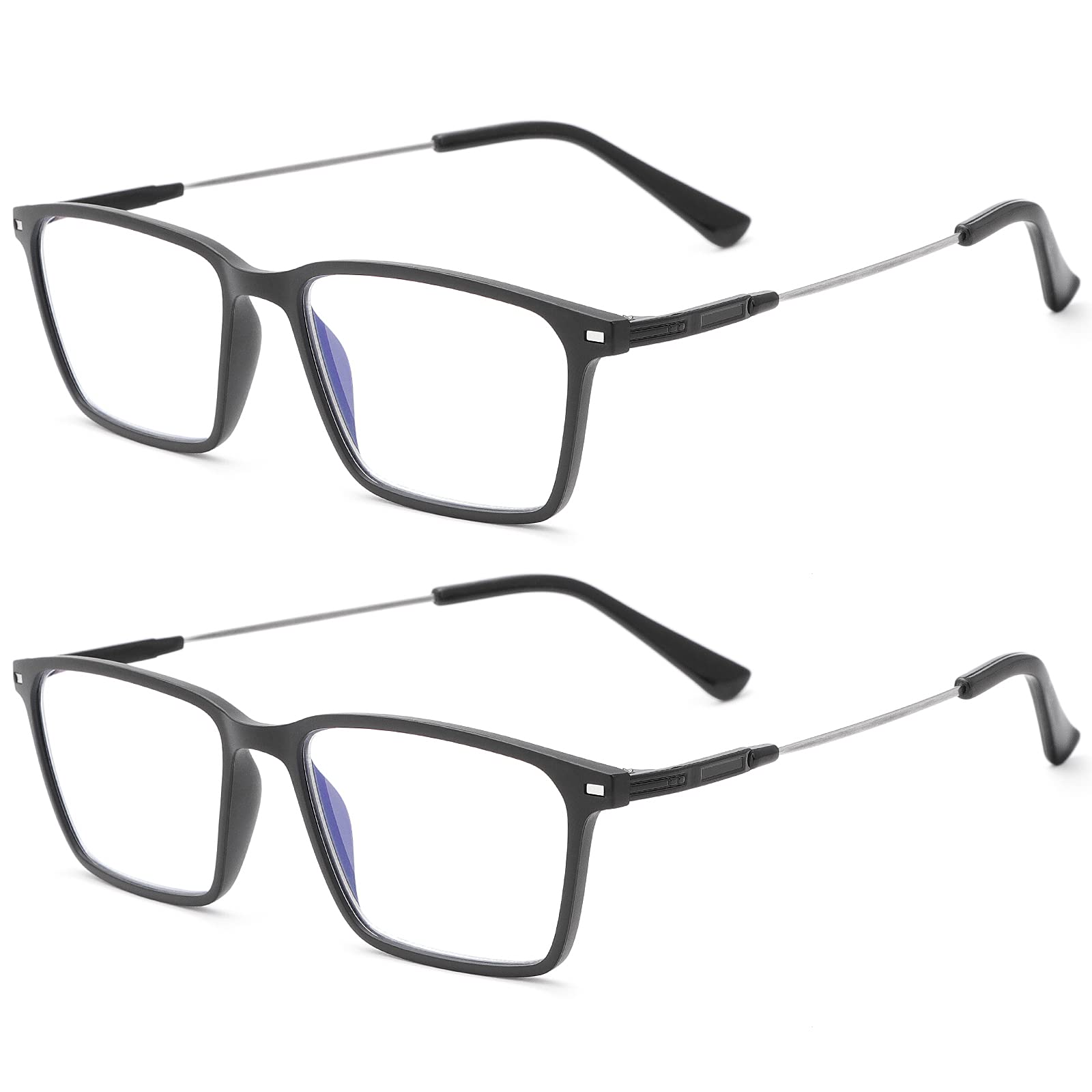 2 Pack Progressive Multifocal Computer Reading Glasses No Line Blue Light Blocking Readers with Spring Hinge for Men and Women Clear Multifocus Trifocal Lens Eyewear Anti Glare Fashion Eyeglasses