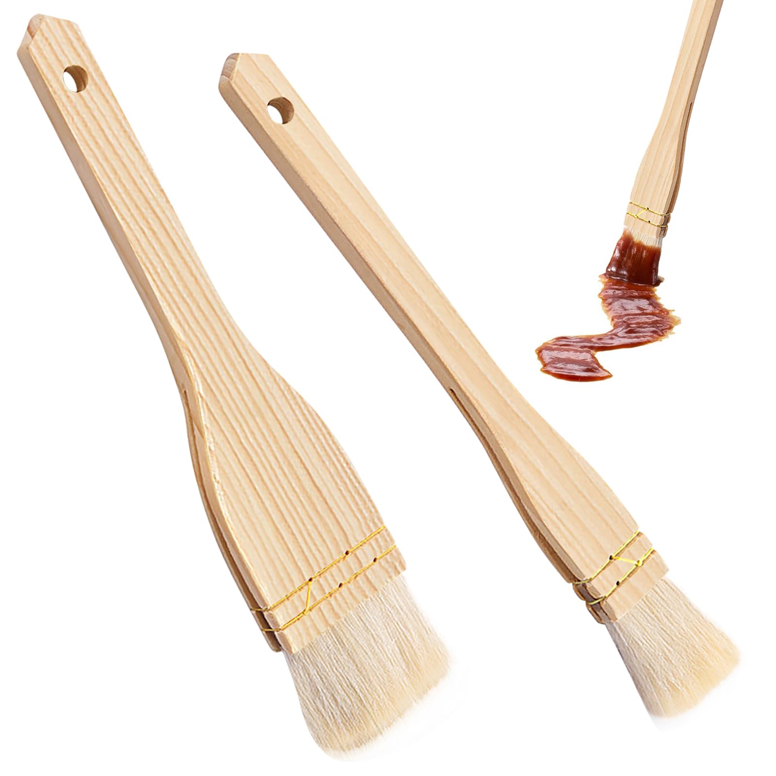 Wooden Pastry Brush, Pastry Brushes, Basting Brush, Oil for Cooking, Pastry Brushes for Baking, Egg Wash, Soft Sheep Bristle, Hake Brush Painting Brushes, Watercolor