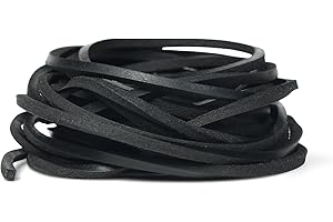 Genique Real/Genuine 3mm Leather Cord 5 Metres, 1/8 inch Leather Strips, Leather Shoe Laces, for Boot Laces, Necklace, Bracelets, Jewelry Making, Crafting, Baseball Glove Repair (Black, 3MM)