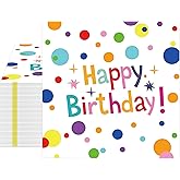 Birthday Napkins, Happy Birthday Party Napkins - Colorful Confetti & Star Design Disposable 40 Pack for 10th 15th 17th 21st 30th 40th 50th+ Birthday Celebrations 6.5X6.5 inches