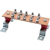 ELECTRAPICK Wall Mounted Copper Grounding Bar Kit, Copper Bus Bar 0.16"x 2.36"x 7.8" Ground Bus Bar with 10 Terminal Positions, UL Recognized SM40 Insulators Rated Uimp up to 6KV