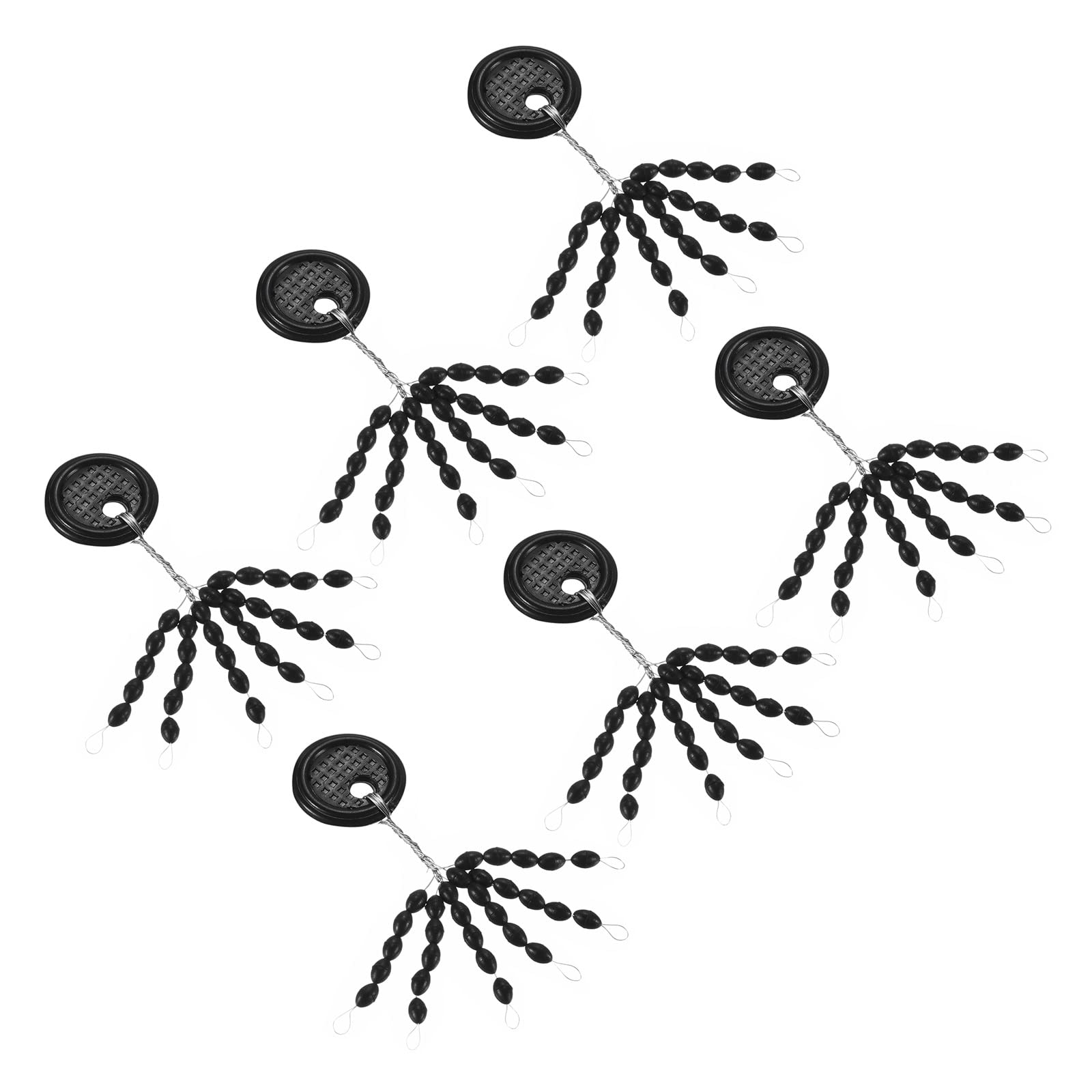 PATIKIL 2.8mm/0.11" Fishing Rubber Bobber Beads Stoppers, 450 Pieces 30 in 1 Float Sinker Stops Oval Shape, Black