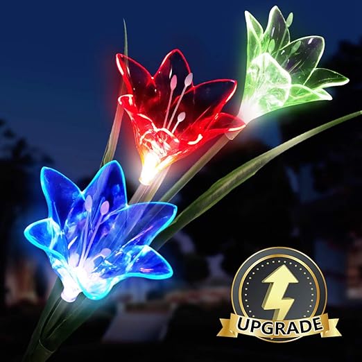 Solarleuchte Garten Solar Garten Lampen 3 Kopf Lilien Blumen Solarlicht Mit Farbwechsel Led Lampen Dekoration Fur Garten Rasen Feld Terrasse 1 Stuck Amazon De Beleuchtung