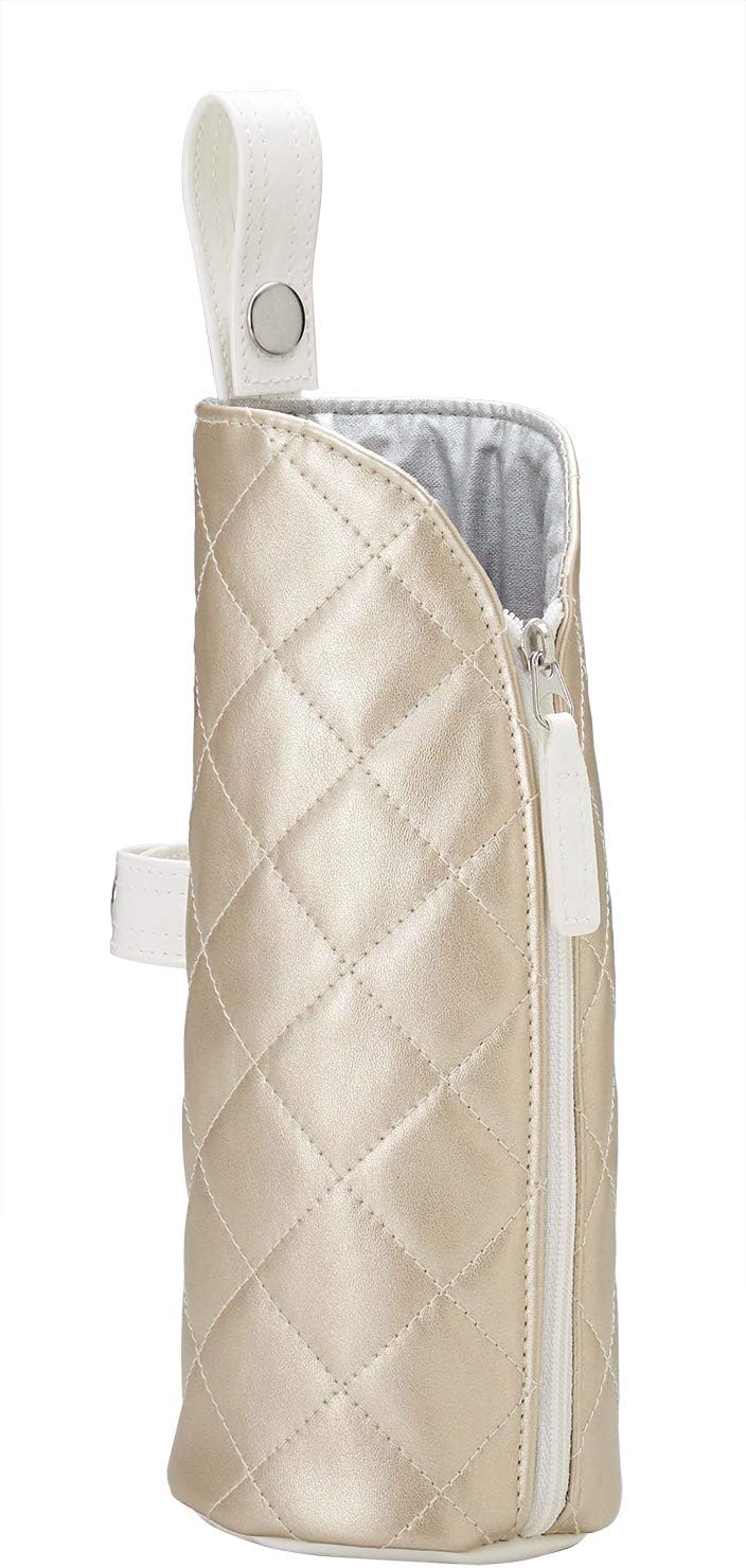 Amazon Co Jp ミツヒロ 収納ケース キルティングゴールド 約幅8 奥行8 高さ26cm ヘアアイロン収納ポケット ホーム キッチン