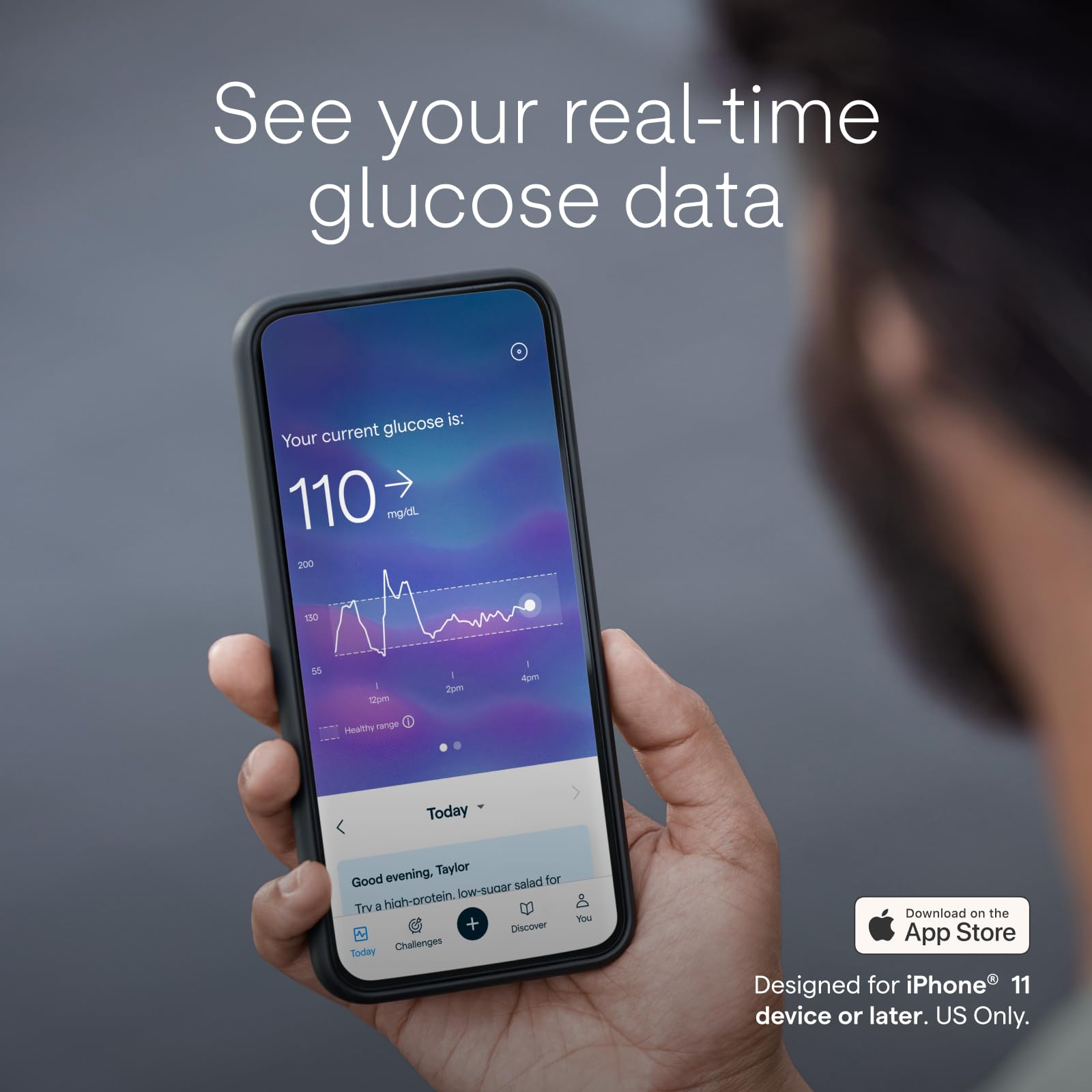 Lingo Continuous Glucose Monitor (CGM) & App. Made by Abbott. Know the impact of what you eat. 1 Lingo biosensor lasts up to 14 Days*. Works with iOS and Android. US Only.