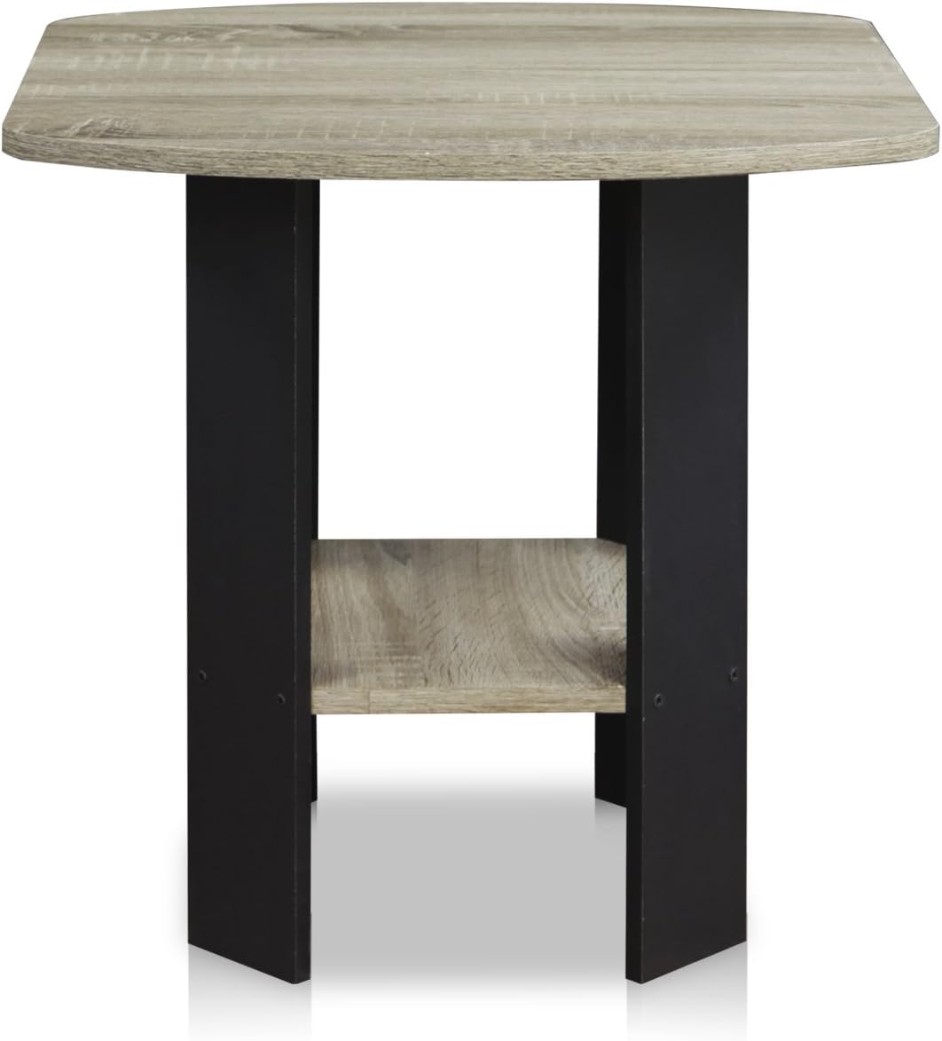 FURINNO Simple Design End Table, 2-Pack, French Oak Grey/Black: Furniture & Decor
