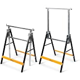 WORKESS Metal Saw Horses 2 pack Folding Heavy Duty 880 lbs Load Capacity Saw Horse Adjustable 7 Level Height for Woodworking