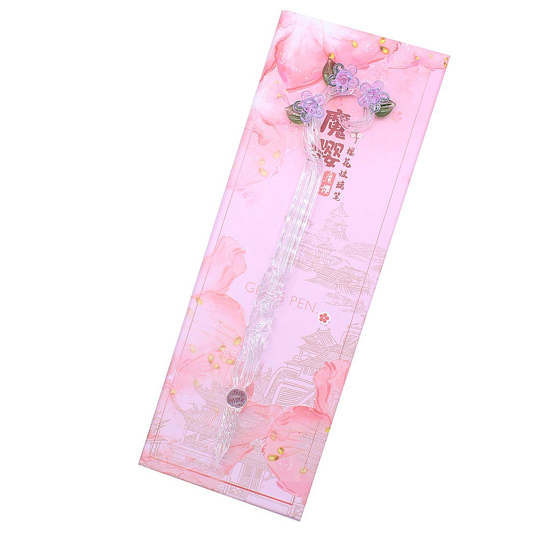 SIPLIV Handmade Glass Dip Pen Magic Sakura Glass Pen Crystal Dip Sign Pen Gift Pen Calligraphy Pen - Purple