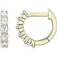 PAVOI 14K Gold Plated Sterling Silver Post Pave Cubic Zirconia Huggie Hoop Earrings for Women