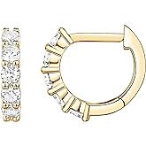 PAVOI 14K Gold Plated 925 Sterling Silver Post Pave Cubic Zirconia Huggie Hoop Earrings for Women