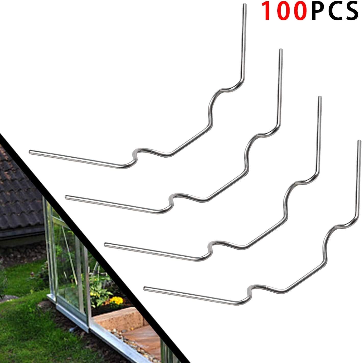 Set of Greenhouse Glass Glazing Clips Stainless Steel Glass Pane Fixing Clips Greenhouses Window Glazing Clips Spare Parts (100pcs "W" Wire Clips) - Image 3