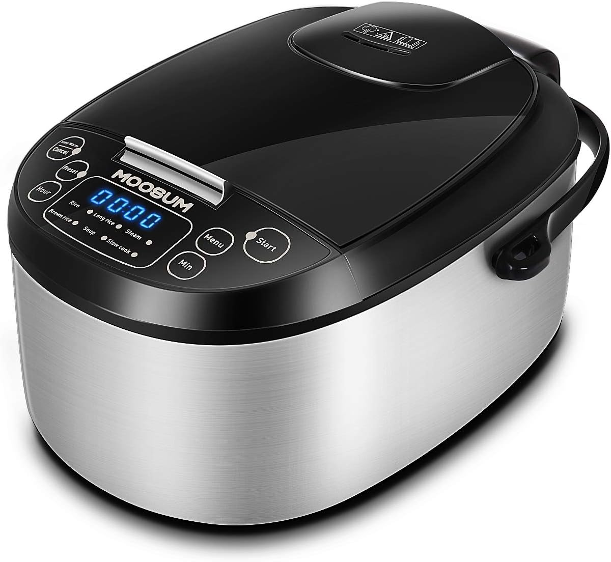 MOOSUM Electric Rice Cooker 10 Cups With Steamer Stainless Steel Asian Rice Sushi Soup Slow Cooker Auto Warmer And 24 Hours Delay Timer