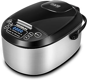 MOOSUM Electric Rice Cooker 10 Cups With Steamer Stainless Steel Asian Rice Sushi Soup Slow Cooker Auto Warmer And 24 Hours Delay Timer