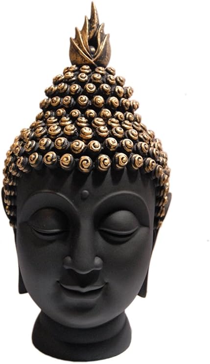 Heeran Art Polyresin Buddha Head Figurine (10.5 Cm X 7 Cm X 13 Cm, Glb)