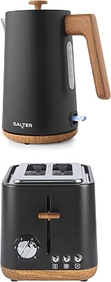 Salter Toronto Kettle & Toaster Set 1.7L 3KW Rapid Boil Matte Black
