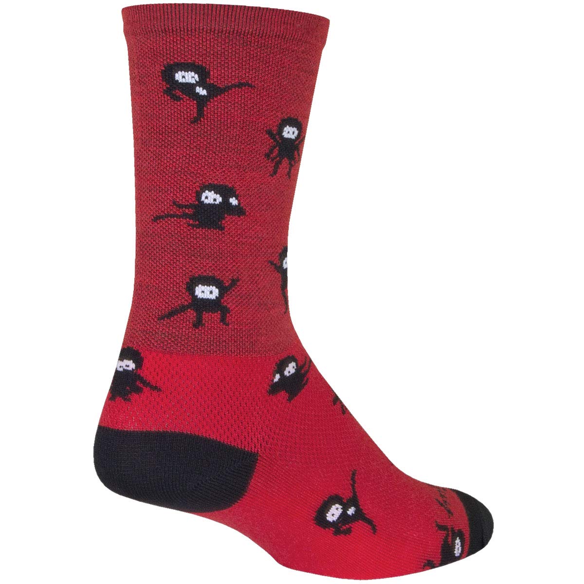 Sockguy Wool Crew 6 Inch Socks Ninja Large/XL Socks - Red/Black, Large/X-Large
