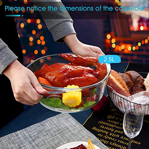 NUTRIUPS Round Glass Casserole Dish Round Glass Dish with Lid Large