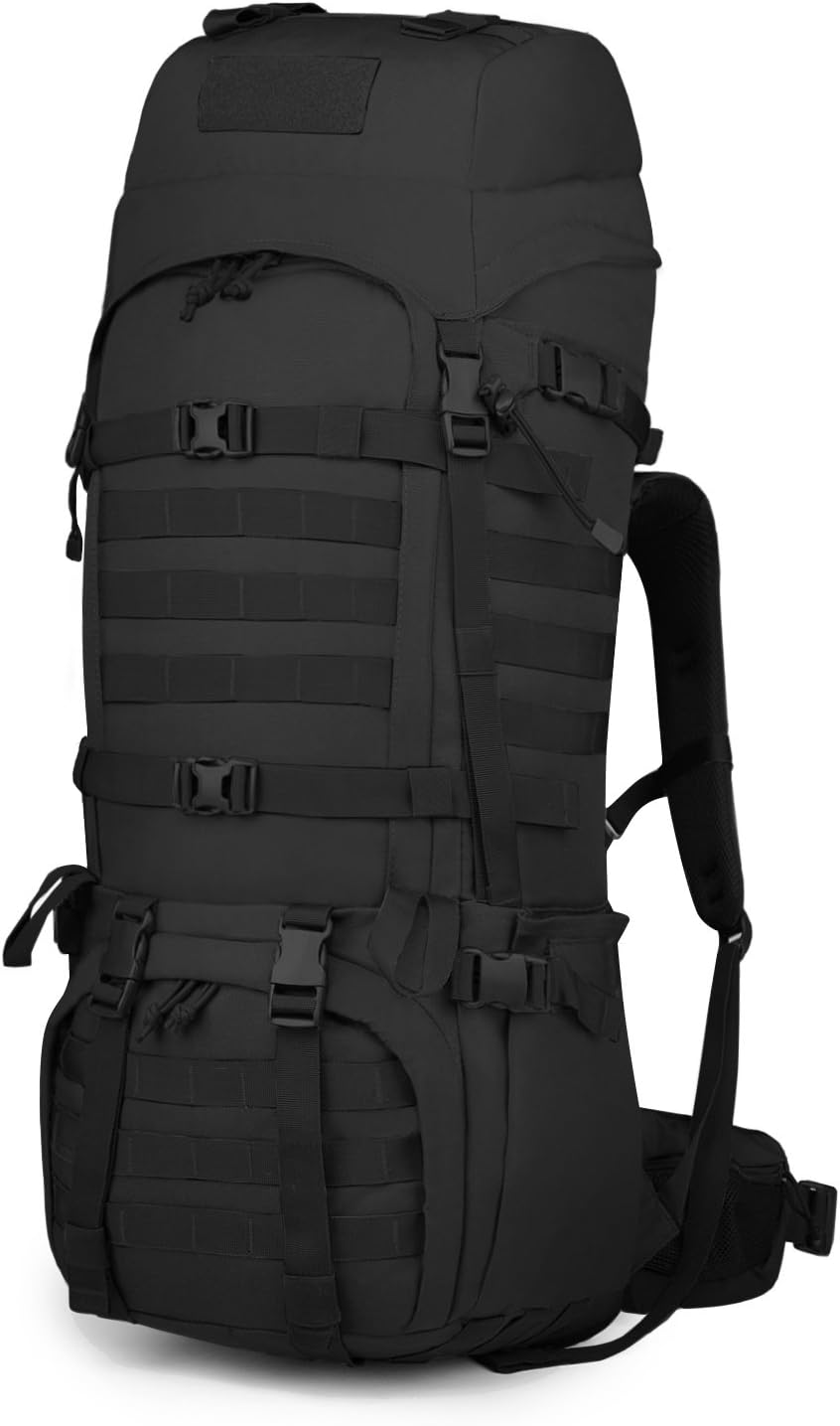 Mardingtop 65+10L/65L Internal Frame Backpack Tactical Military Molle Rucksack for Camping Hiking Traveling with Rain Cover, YKK Zipper YKK Buckle